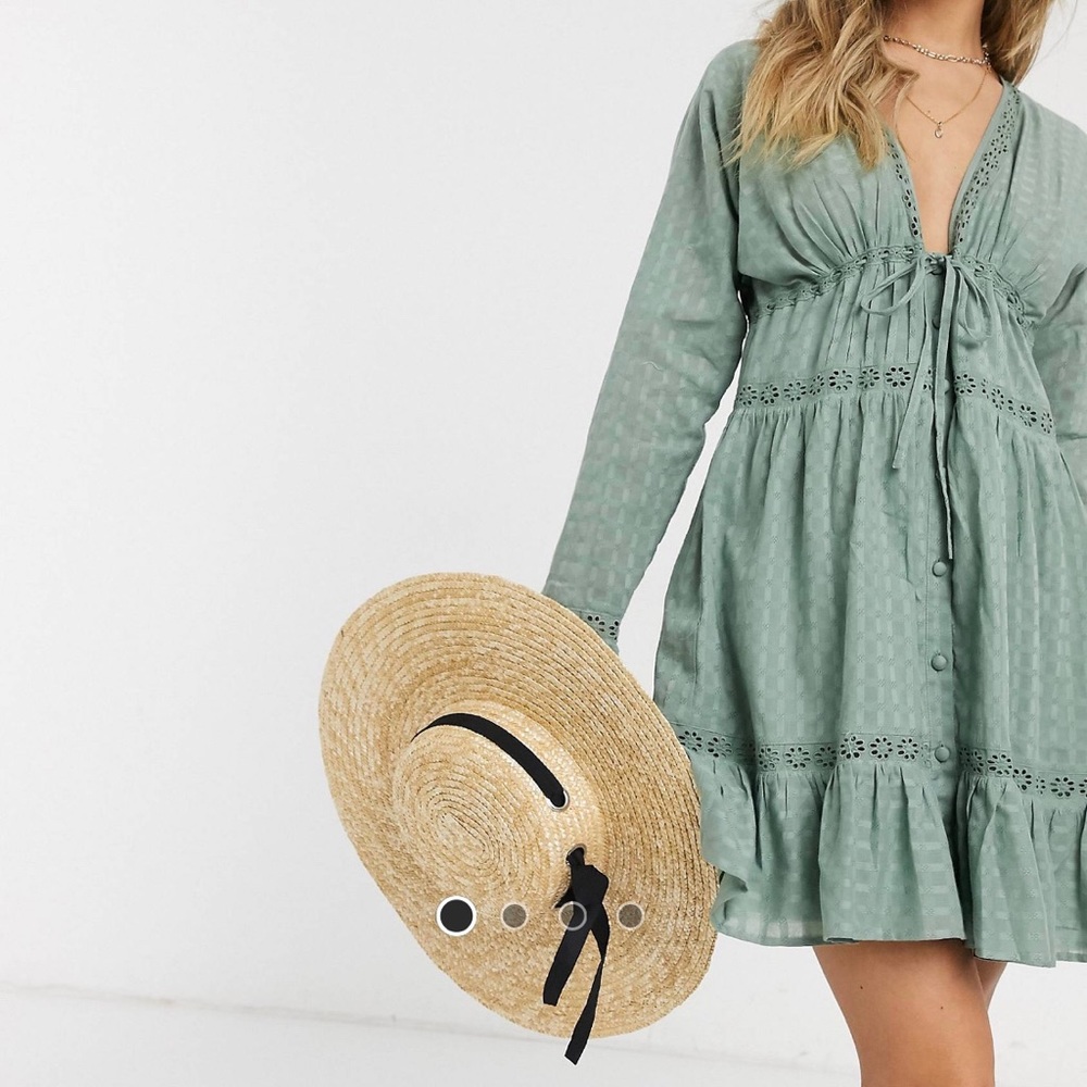 BNWT ASOS Design Smock Dress Khaki Green
